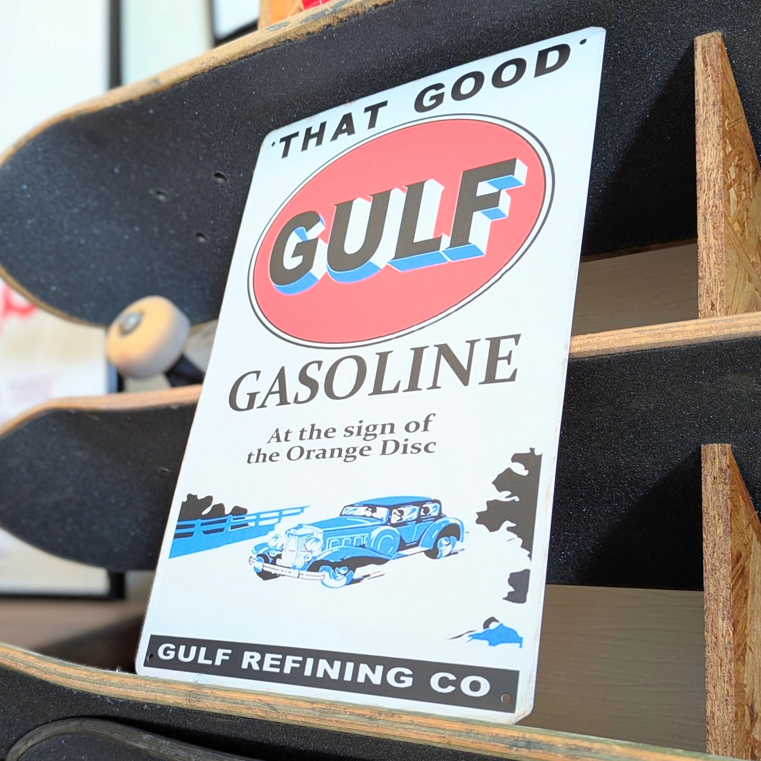 送料無料！ちょうどいいブリキ看板 【 Gulf Oil（ガルフオイル）】石油