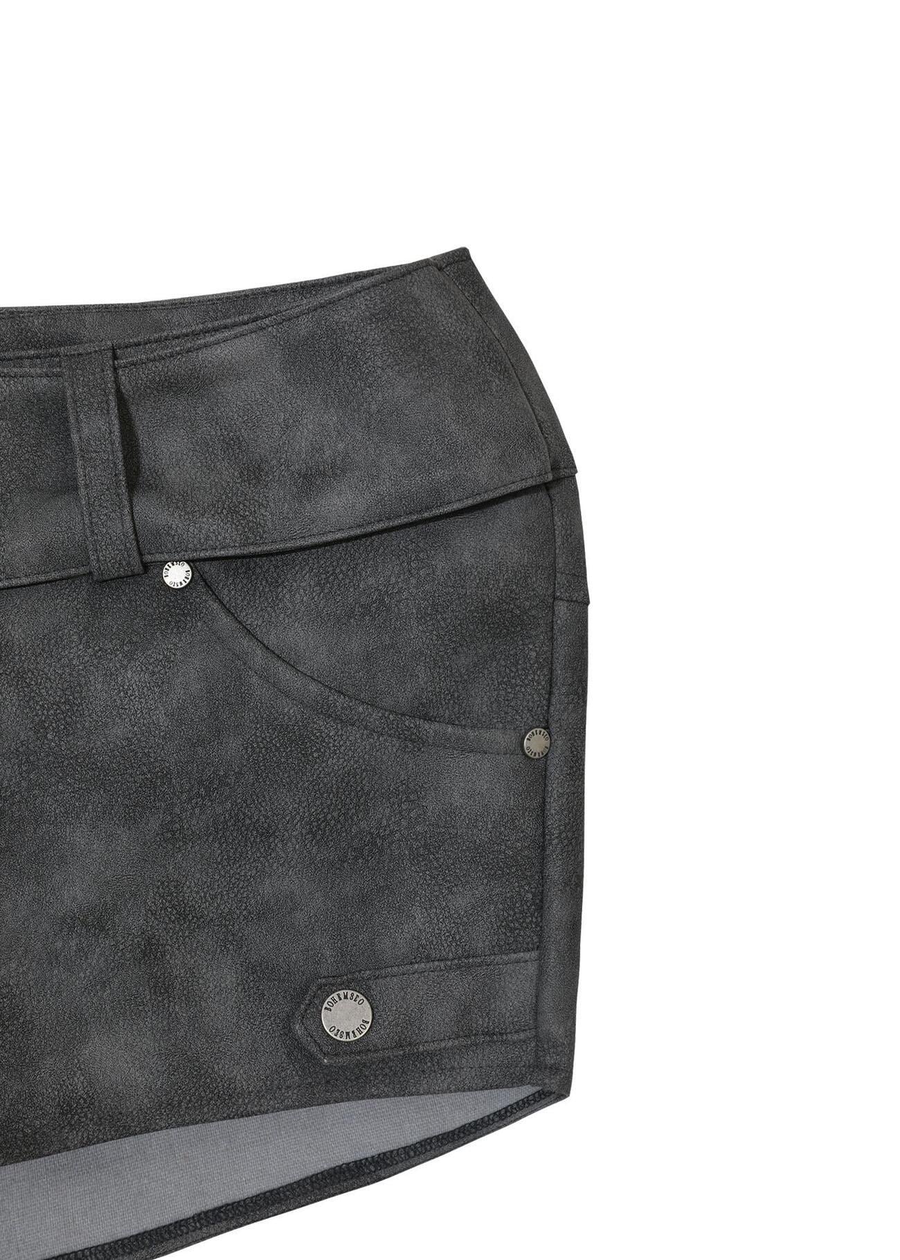 パンツ BOHEMIAN SEOUL MOTORCYCLE LEATHER SHORTS BOHEMIAN SEOUL] MOTORCYCLE LEATHER SHORTS, BLACK 正規品 韓国