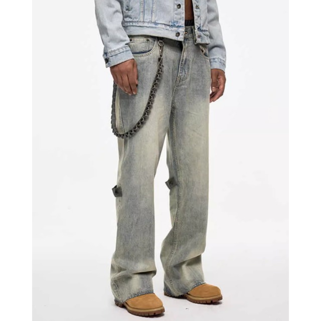 【DRIP5507】D/B Detachable Leather Chain Strap Denim