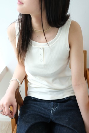 Layered look rib tank top レイヤードルックリブタンクトップ 　Off