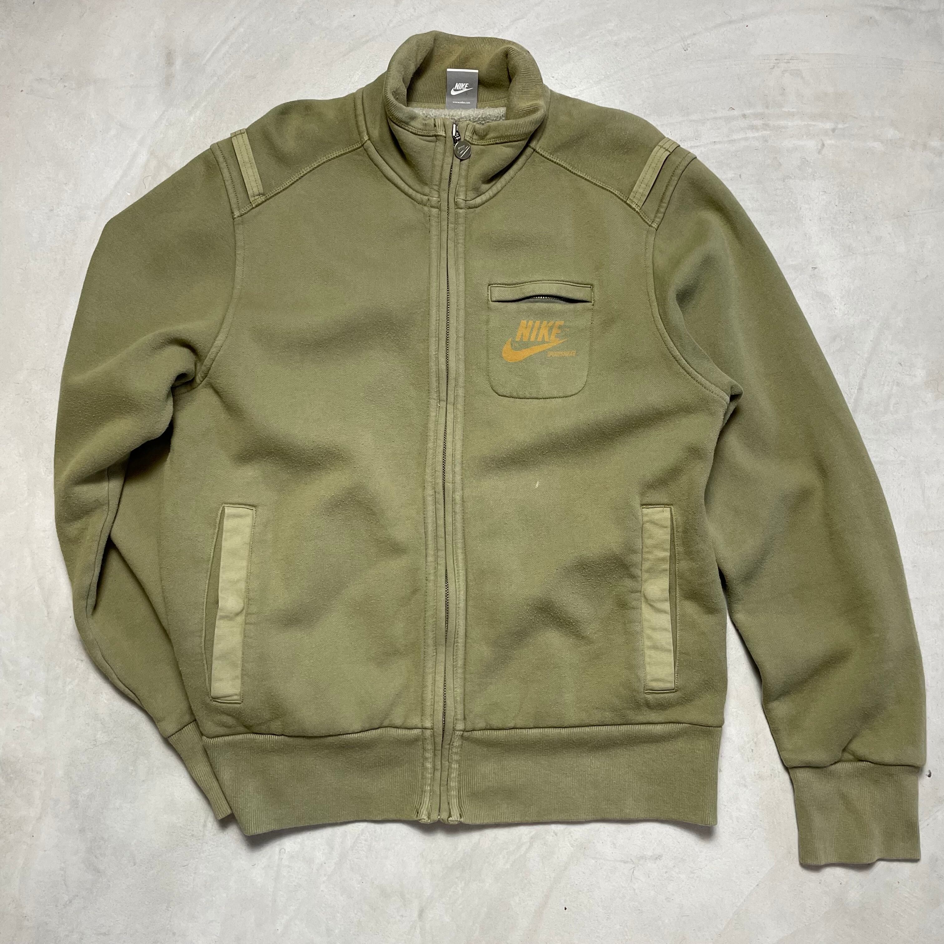NIKE ナイキ スウォッシュロゴ刺繍 トラックジャケット メンズL 古着 ジャージ カーキ 【ジャージ・トラックジャケット】