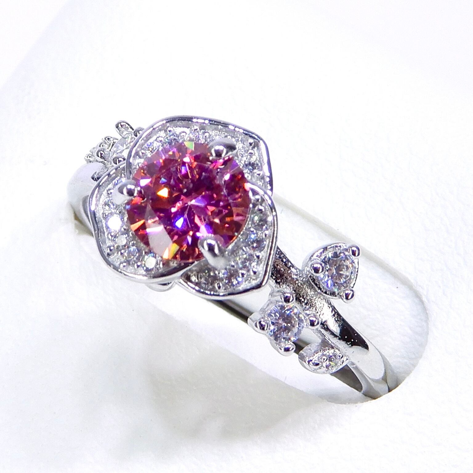 Rose Ring♦︎モアサナイト(ピンク)♦︎WGカラー《0141》