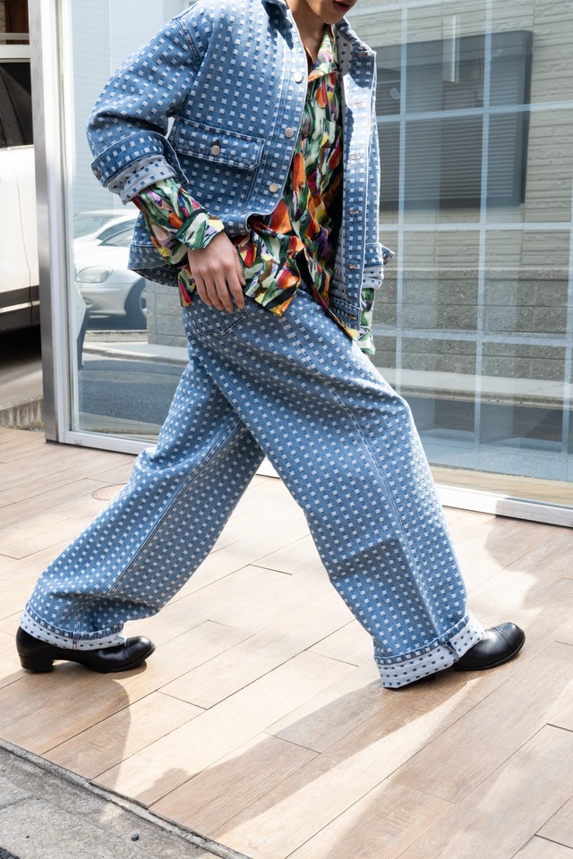 REVERBARATE /  REV-25SS-TR13 GRID DENIM PANTS BUGGY (220956)