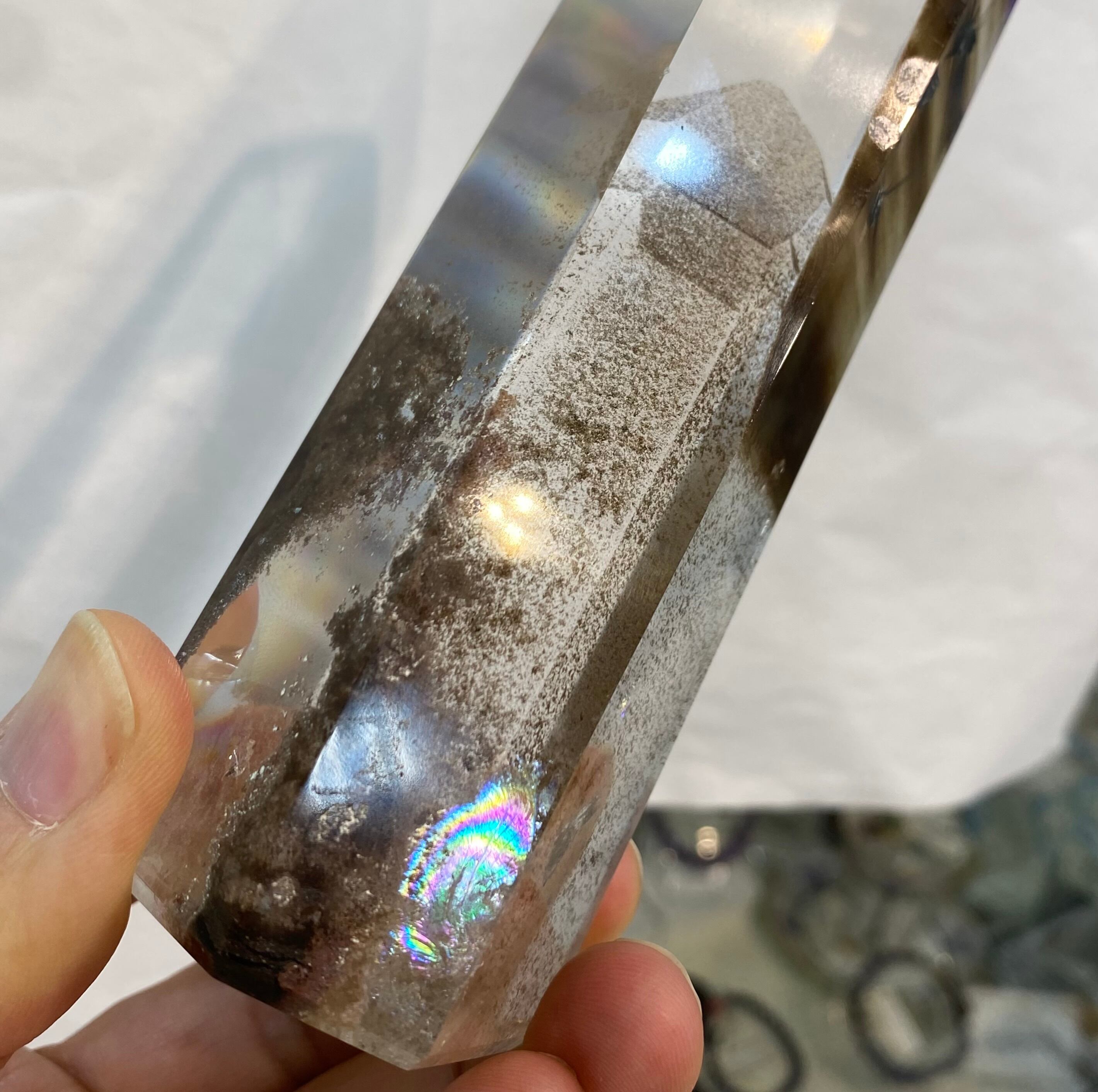 プラチナルチル入り☆ブラウン ファントム水晶ポイント オールド