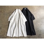 SOIL(ソイル)  Power Loom Linen Plain Banded Collar 3/4 Sleeve Pintuck Dress