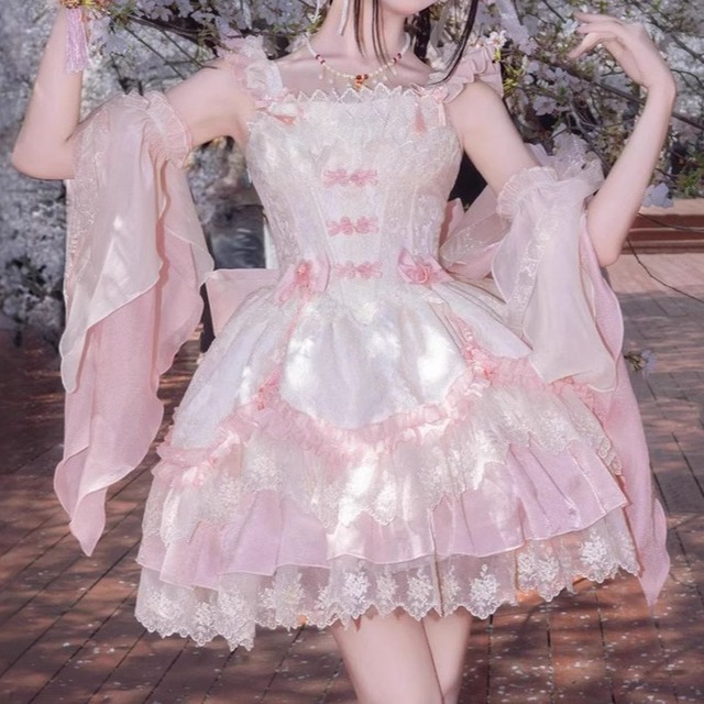 チャイナ風チェリーブロッサムカラープリンセスドレス