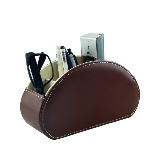 【2022最新】Awesomes リモコンラック PUレザーリモコンホルダー 卓上リモコン収納ボックス 卓上小物収納ケース PUオシャレ収納ボックス (ダークブラウン)