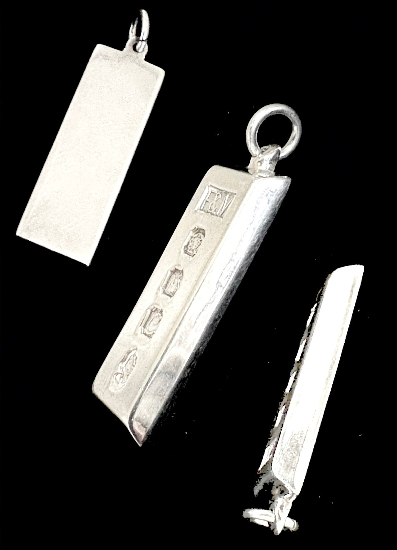 英国ビンテージ ブリタニア シルバー958 インゴット ペンダント/フォブ