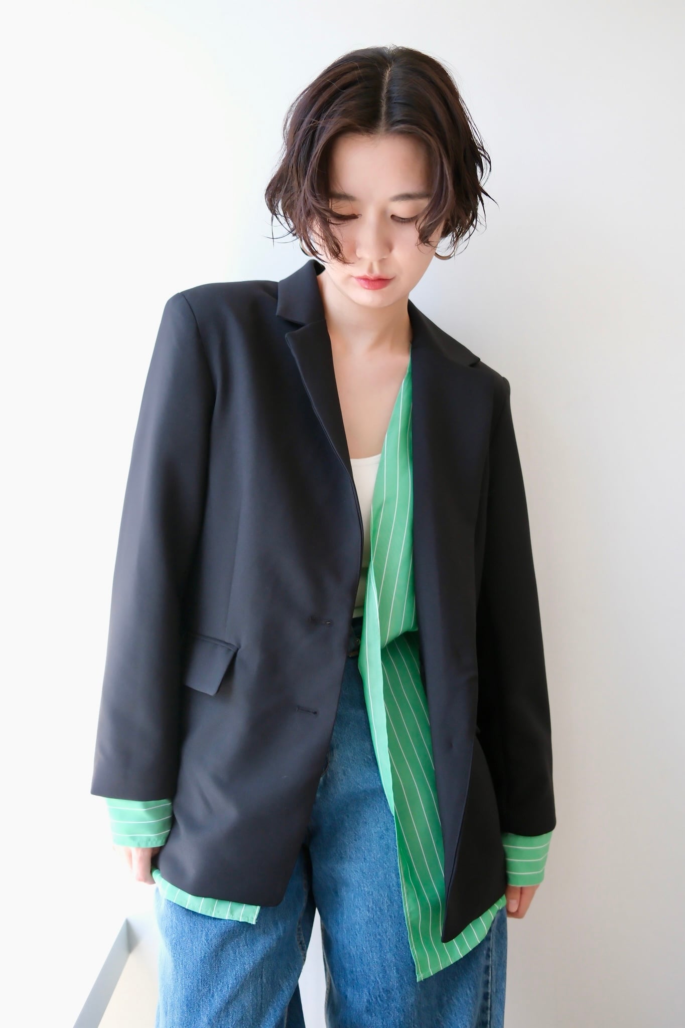 shirt docking jacket シャツドッキングジャケット Black x Green
