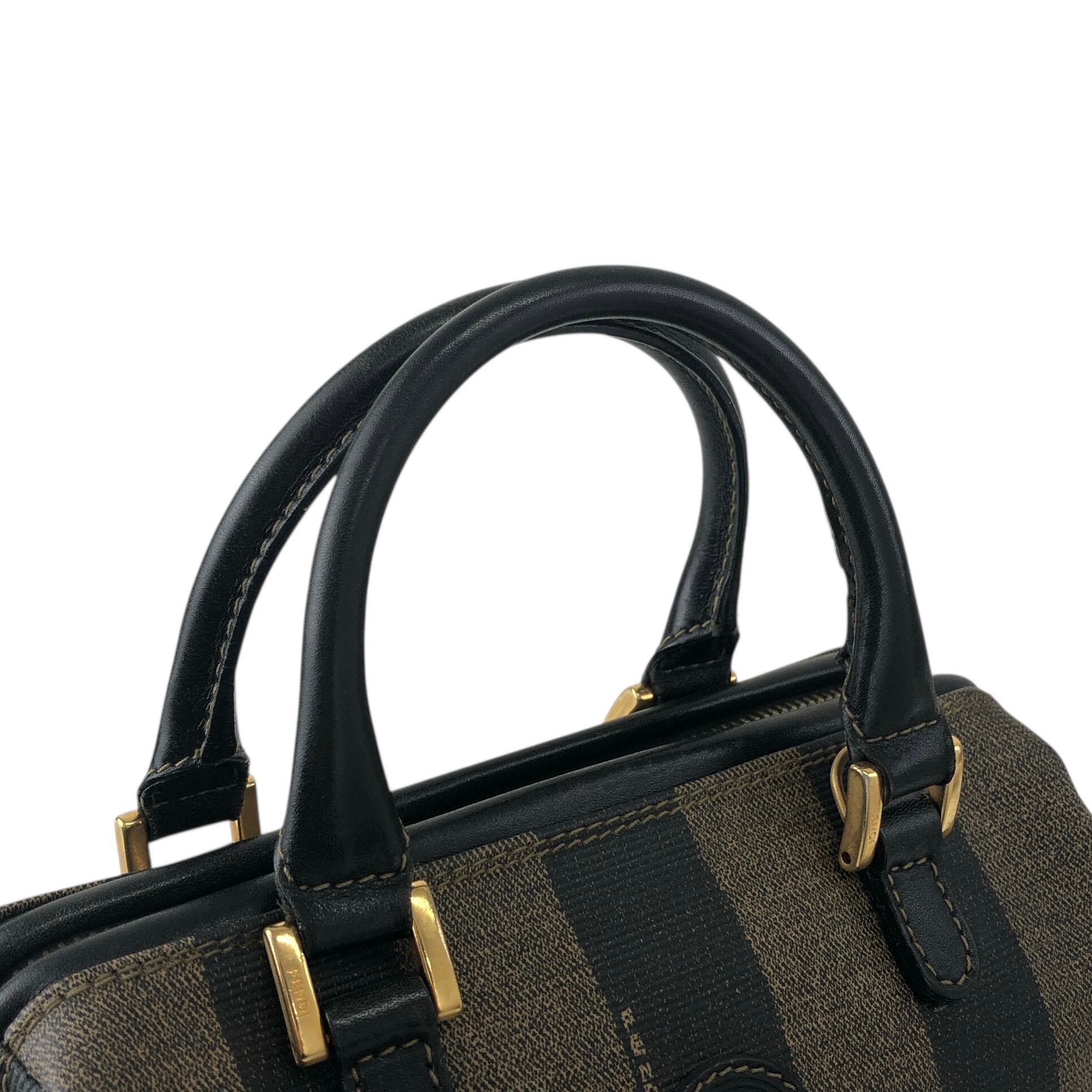 FENDI フェンディ ペカン柄 ハンドバッグ ブラック PVCレザー 2WAY