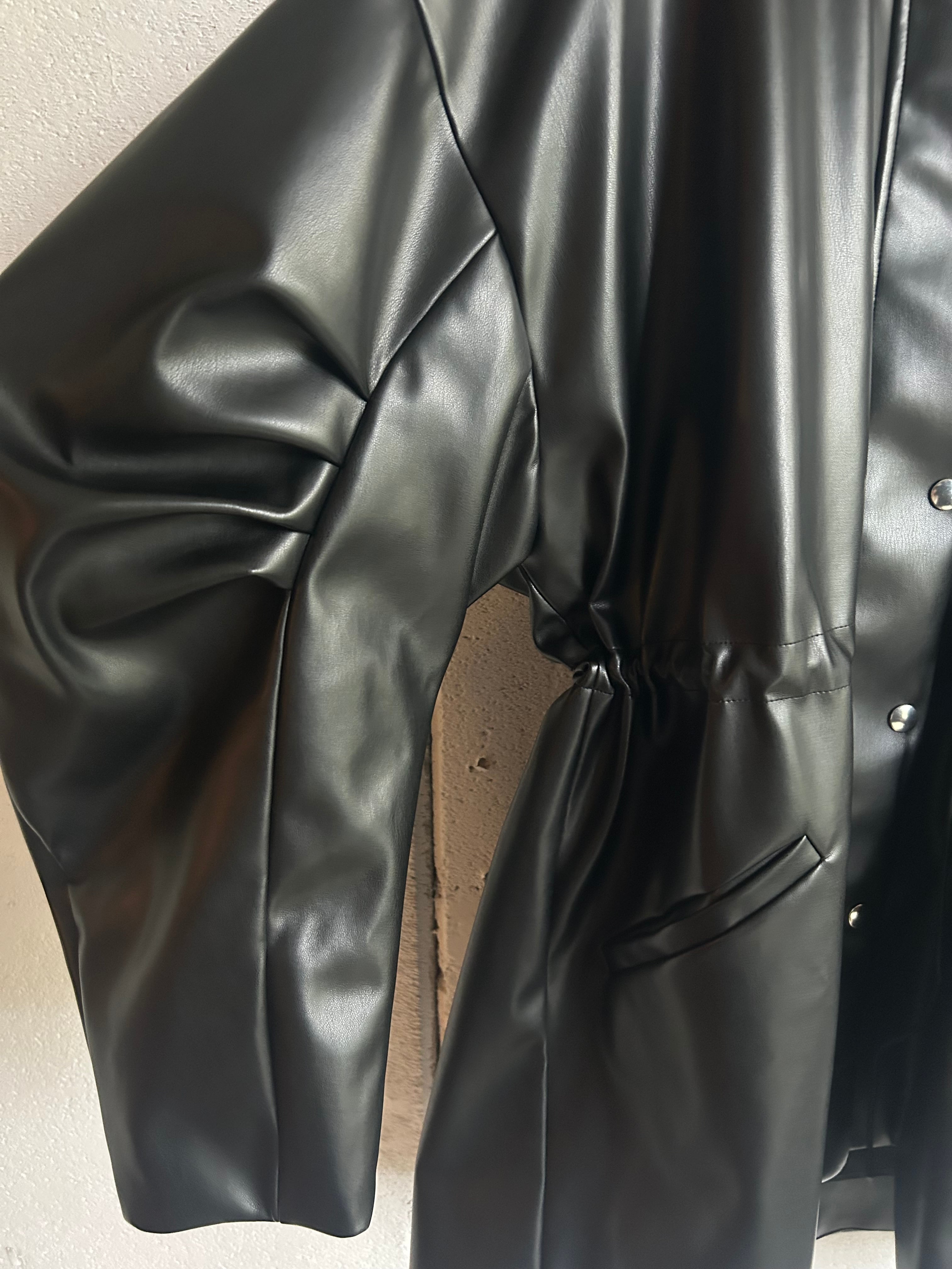 DECO fake leather open jacket | AAR