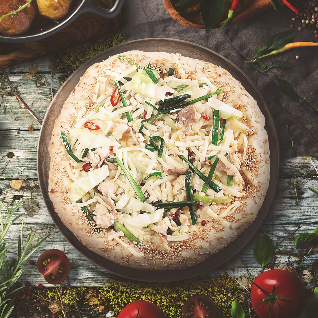 博多若杉×ビッグベアーズもつ鍋ピザ（味噌味）　冷凍ピザの通販・お取り寄せ｜九州老舗ビッグベアーズピザ