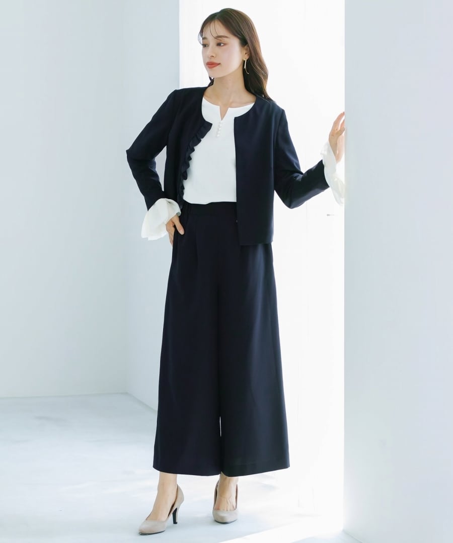 最強配送】喪服・礼服【洗えるフォーマル】フリルノーカラージャケット