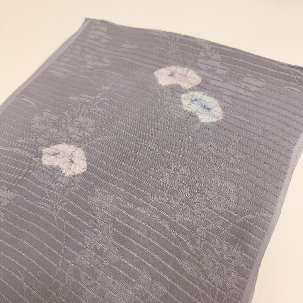 夏帯揚げ 新品 夏用 帯揚 灰色 小紋 紬 訪問着 普段着用 礼装用 正絹 絹100% 和装小物 5759