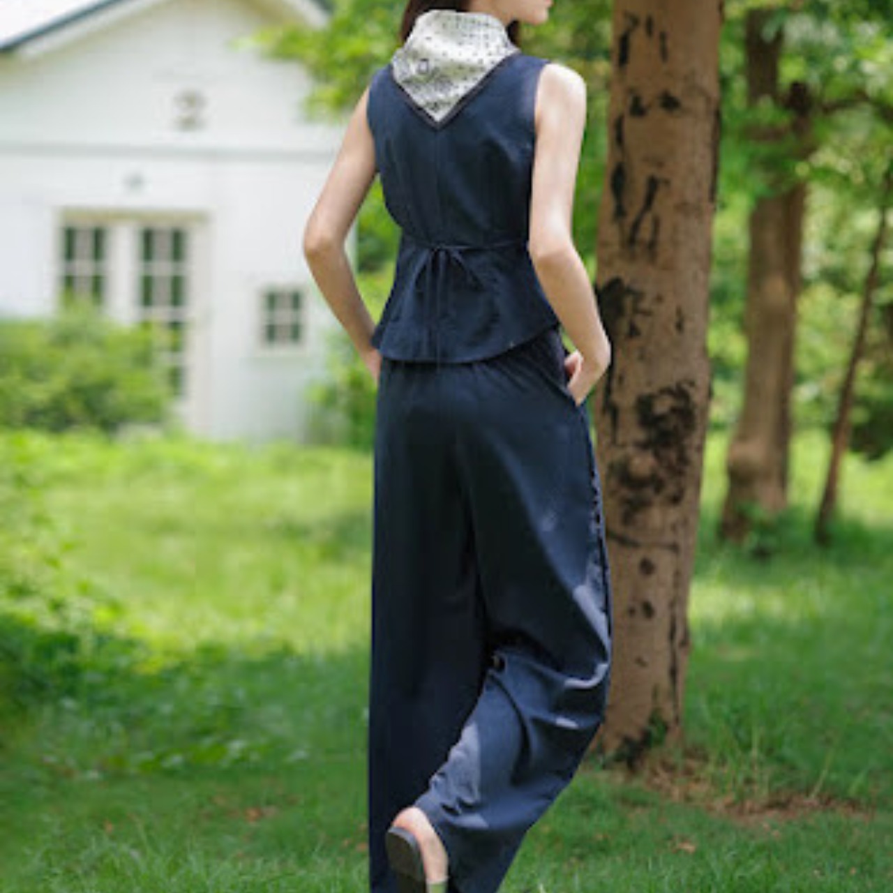 スクエアネック ノースリーブ ワイドレッグ ジャンプスーツ２点セット 　　 00056