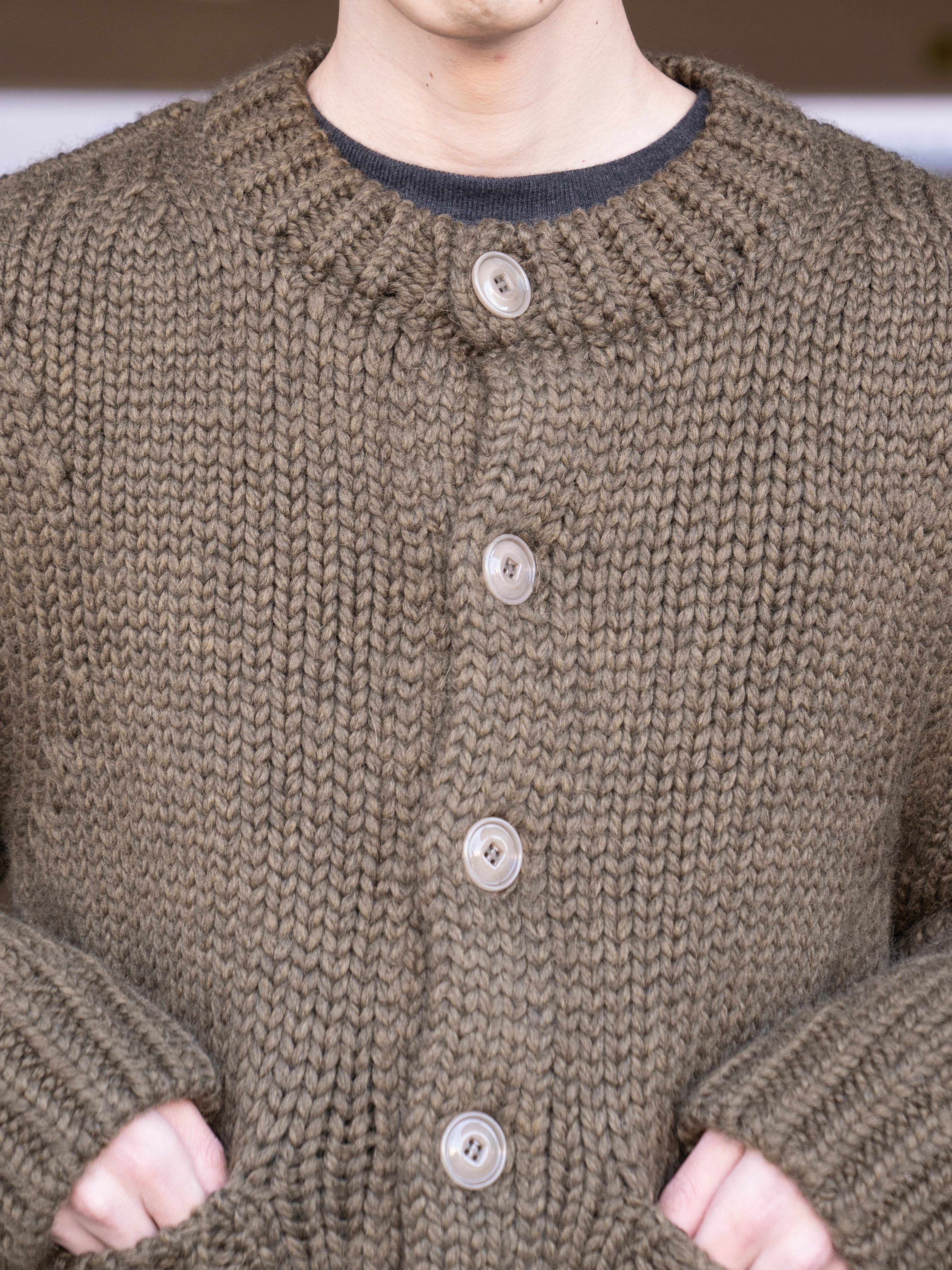 OUR LEGACY OVER CARDIGAN Olive Mega Alpaca Wool M4253OO | BEST