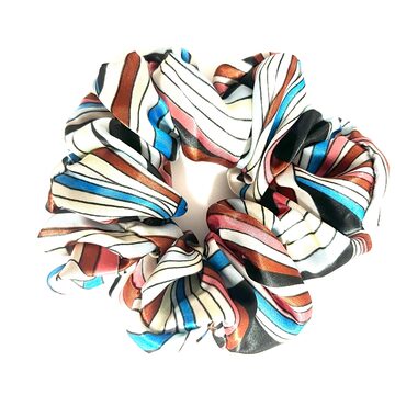 オレンジとグレーのタイダイ柄シフォン生地シュシュ | Pay ID