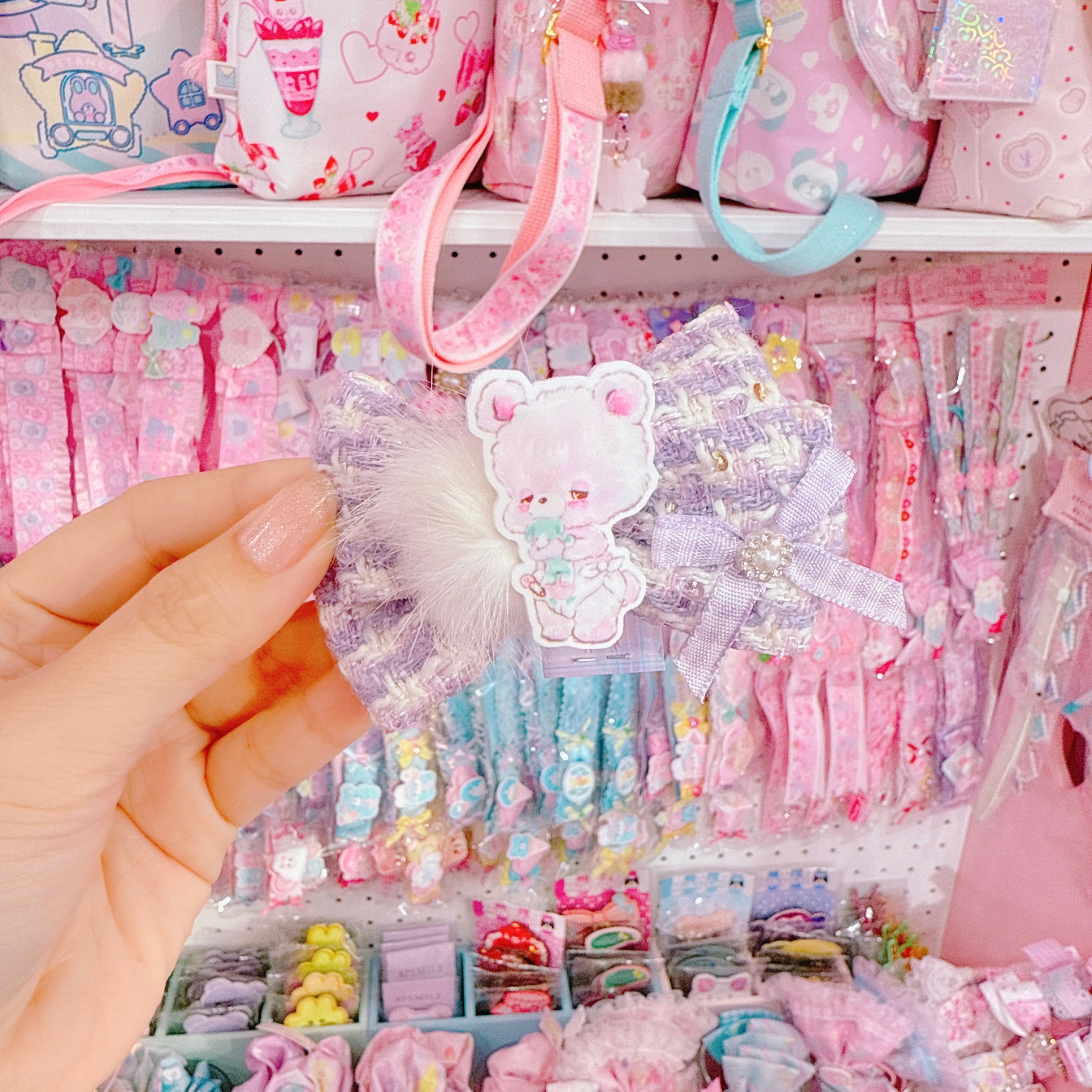 【F7】63-11ツイードリボンヘアクリップ