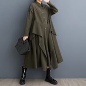 レイヤードデザイン フレア シャツワンピース 00120