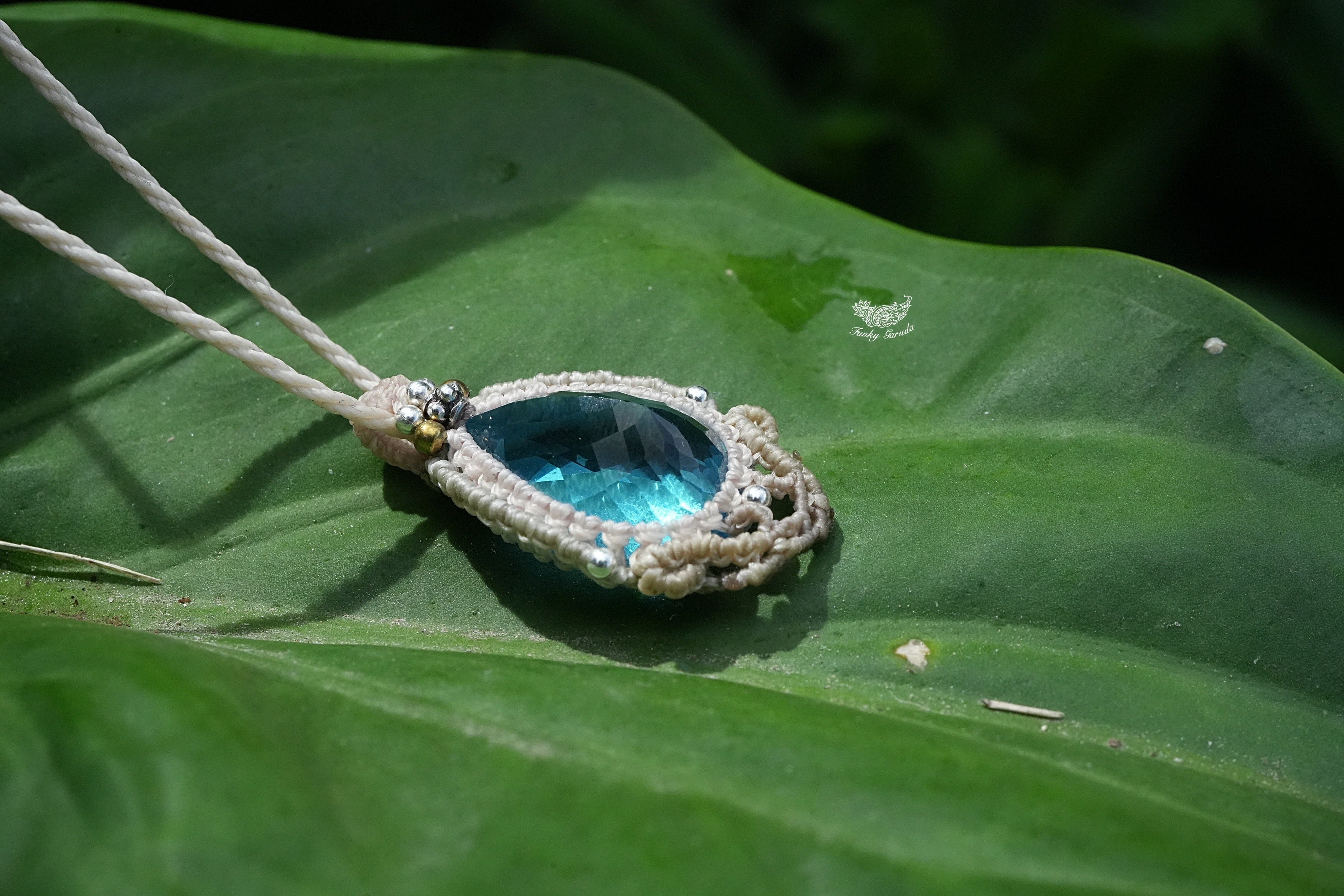 ☆ブルートパーズ マクラメネックレス1311 | Funky garuda(ファンキー