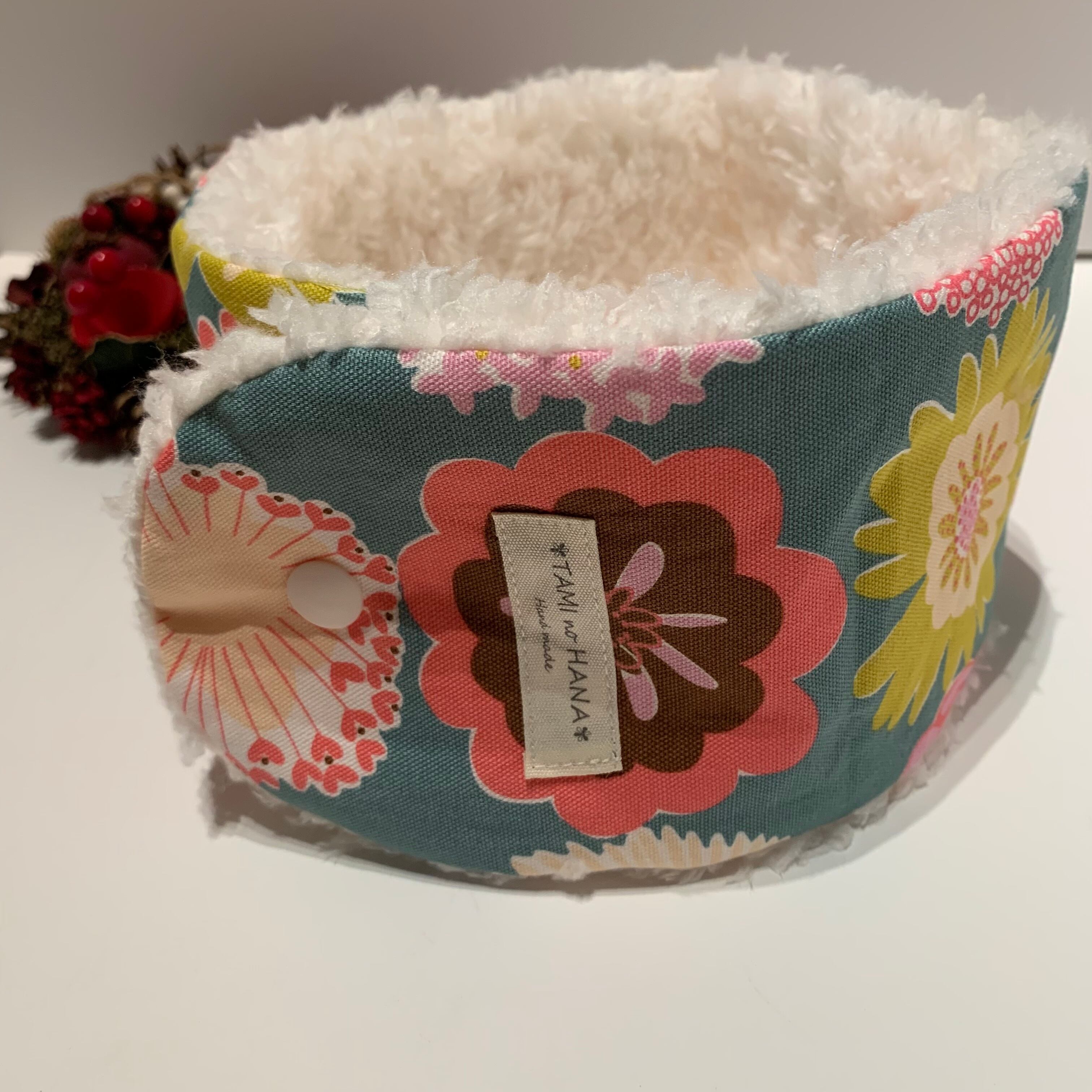 rétro flower greenのモフモフマフラー/long