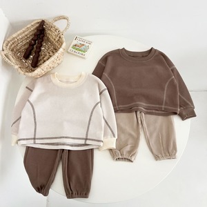 ベビー＆キッズ　春新作 韓国風 ゆったり カジュアル ワッフル編み セット