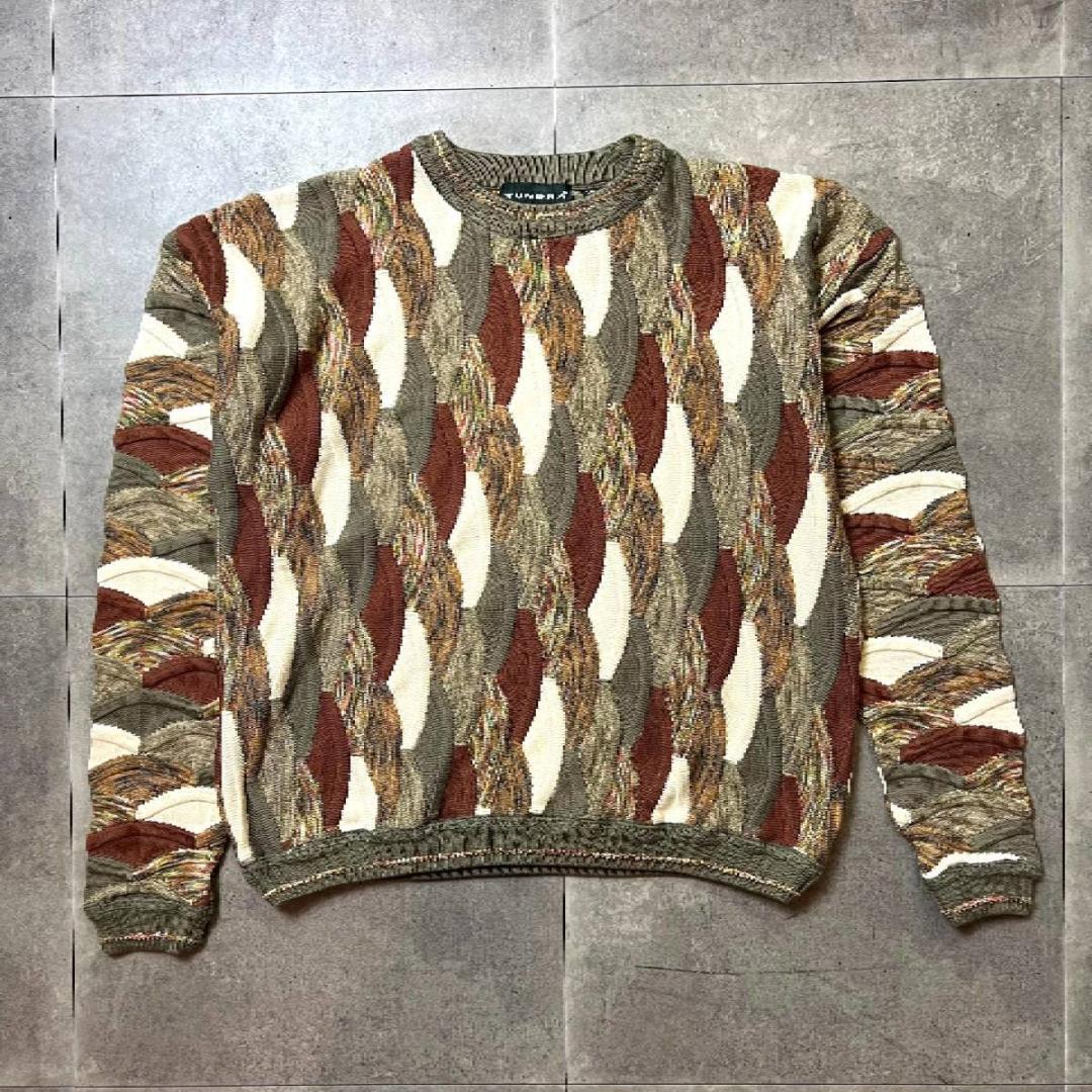 90's Coogi Mercerized Cotton 3D Pattern Sweater In Multi / 90s