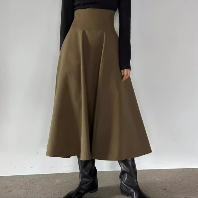 High waist A-line drape long skirt   G1122