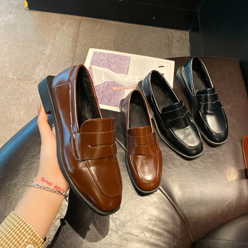 シングルレディースオータムカジュアルソリッド ブラックスタイルレザー 靴 シューズ 秋物 ソリッドカラー 部族の婦人靴54994480506