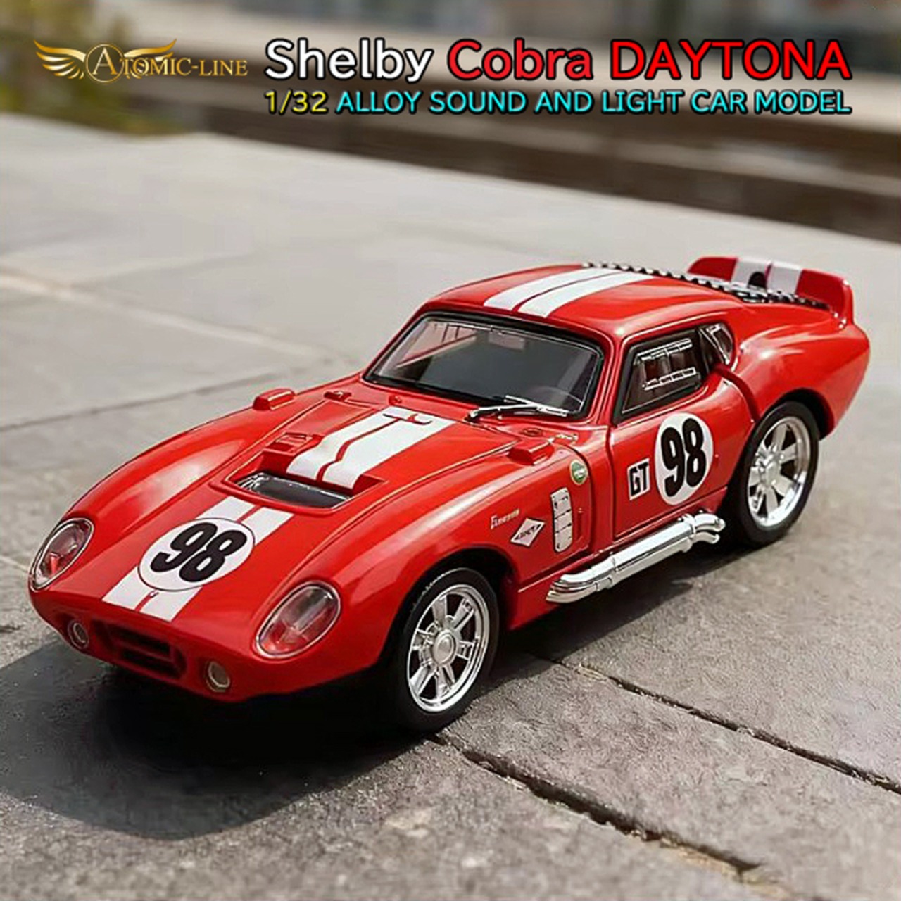 シェルビー Cobra デイトナ クーペ 1/32 ミニカー 全3色 ライト点灯 エンジンサウンド 合金モデル 模型 ジオラマ