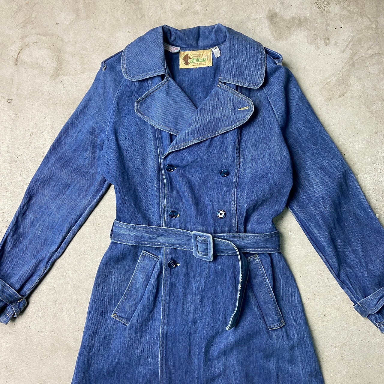 70年代〜 WILDOATS デニムトレンチコート ワンピース レディースL-XL