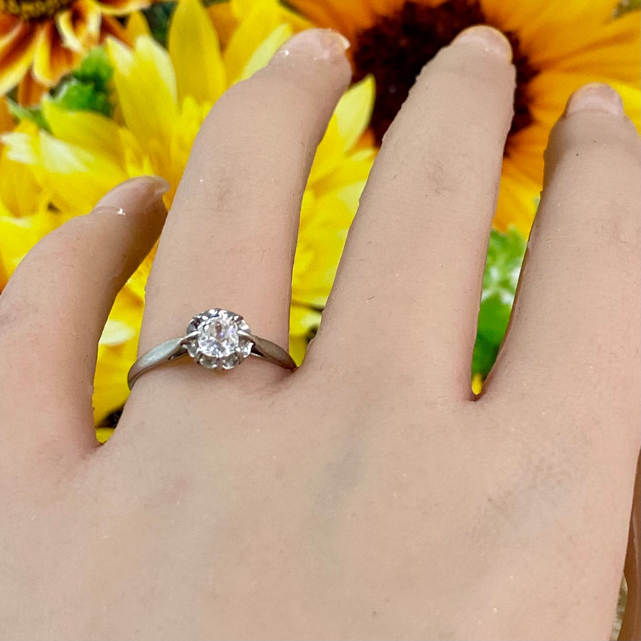 フランス アンティークリング 憧れの大きなオールドマインカット