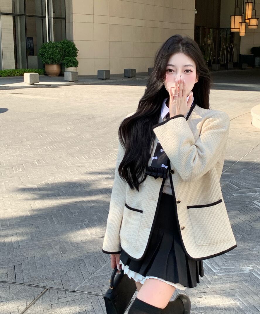 ショートコート ルーズトップス ロング ウィンター 冬物 ブラックストロベリース72811765219