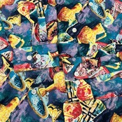 90s PERRY ELLIS ペリーエリス アートデザイン 総柄 長袖シャツ 柄シャツ L/マルチ メンズ ビンテージ