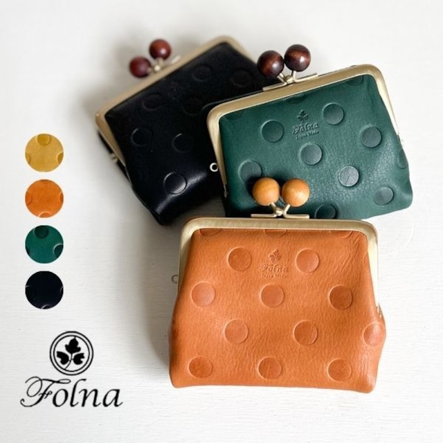Folna(フォルナ) ウッドボール ドット型押しがま口二つ折り財布 2993903