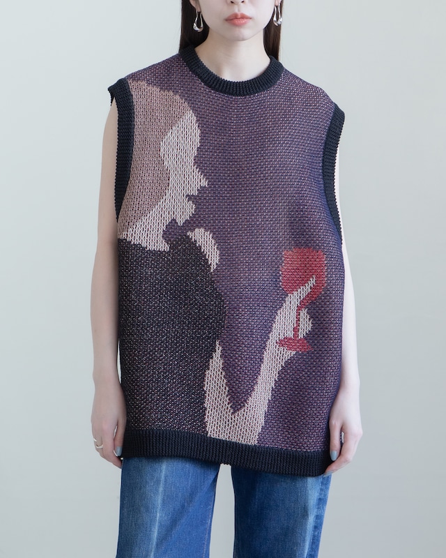 mister it. - Elisa-aft / jacquard knit vest "navy"