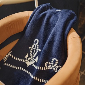 Navy Fleece Knit Sweater / ネイビー フリース ニット セーター