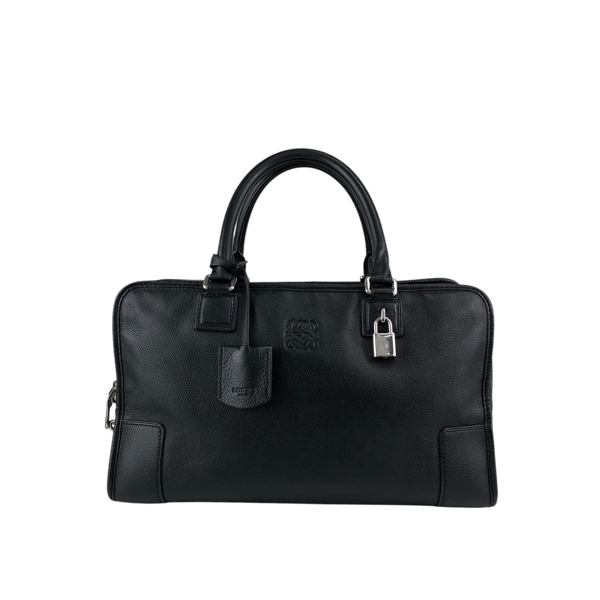 本物　シリアル有　ロエベ　loewe アマソナ　36 ブラック LOEWE ロエベ アマソナ36 ハンドバッグ ブラック アナグラム レザー