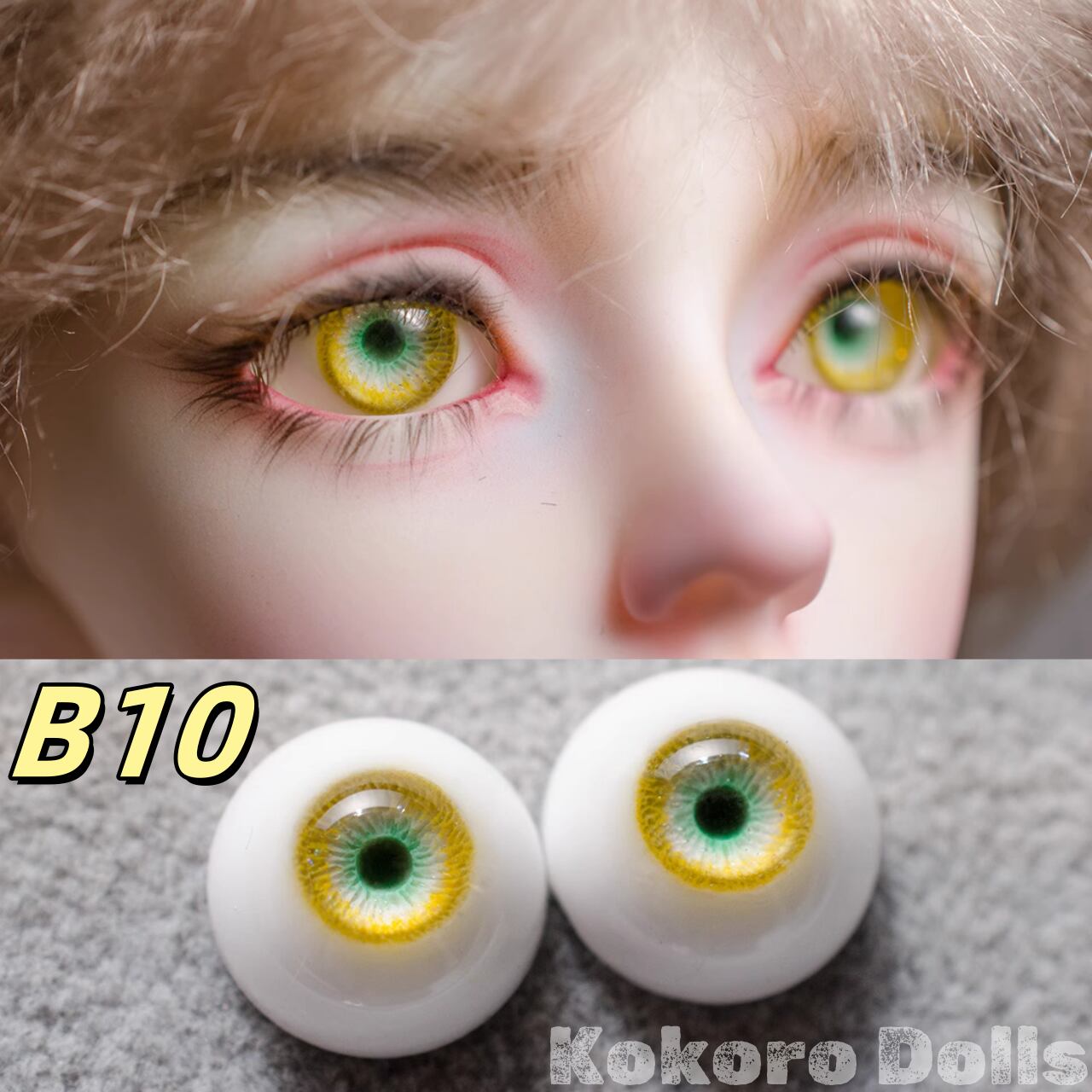 BJDドールアイ16mm-8石膏アイ Kokoro Dolls 073番 現品BJDドールアイ 16mm-8 石膏アイ 手作り 目玉 瞳 球体関節