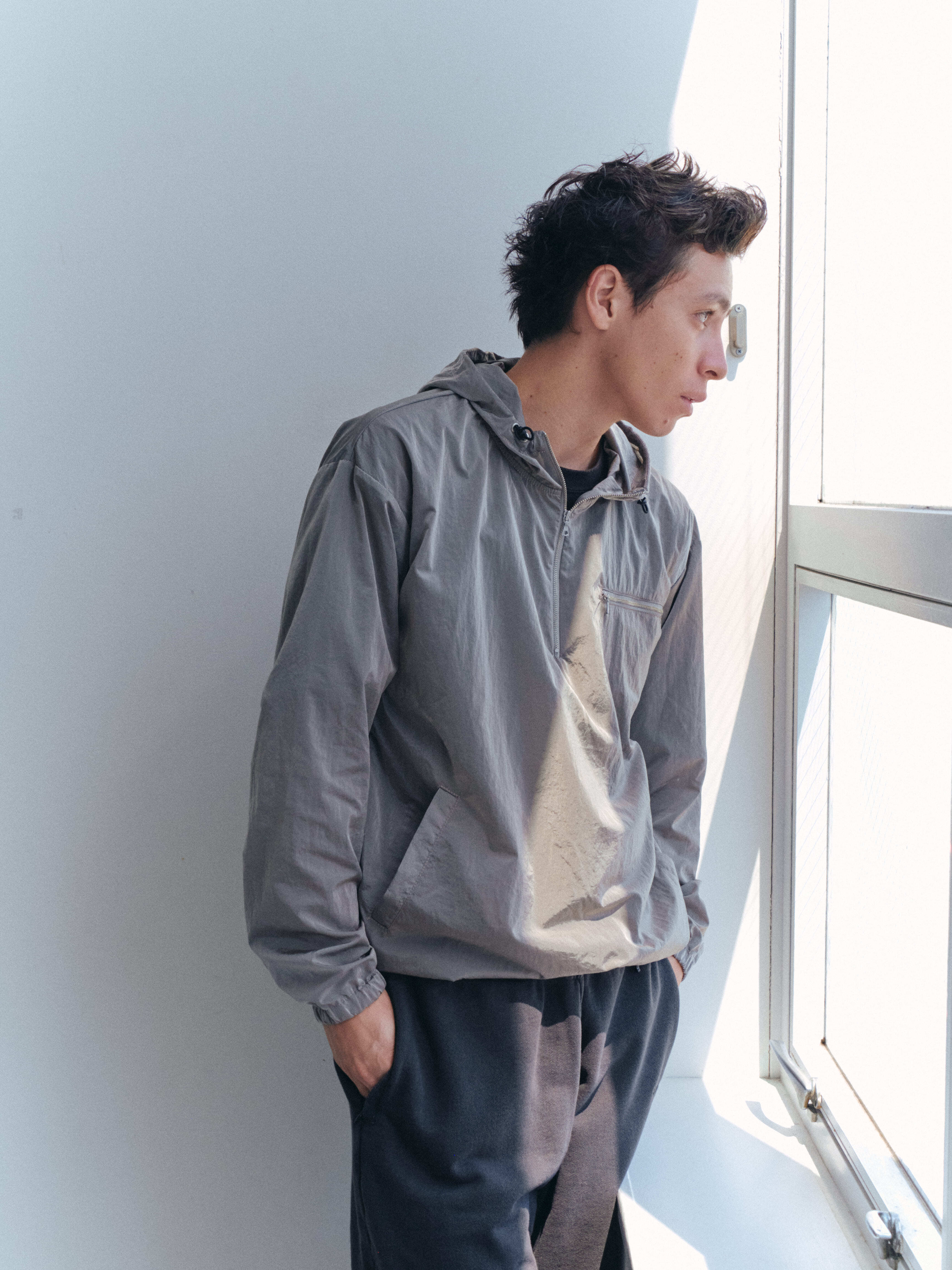 HALF ZIP HOODED ANORAK (SILVER) | CLUB SARCASM