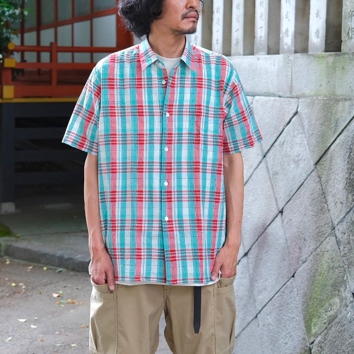 Sans limite(サンリミット) / インドマドラスボックスレギュラー半袖-madras check-(S2601314)