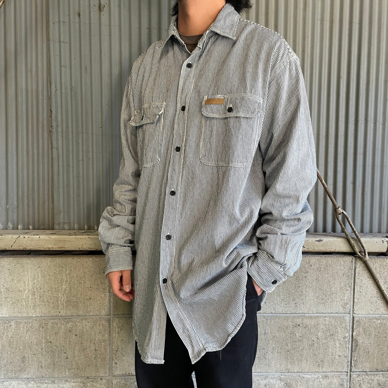 Hickory Shirt Co. ヒッコリーストライプ ワークシャツ メンズL相当 