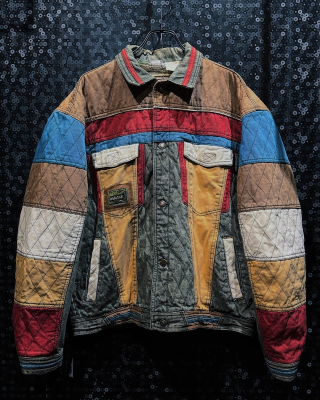 【ÆIEM】“MAJOR DAMAGE” vintage patchwork quilting work jacket multicolor
