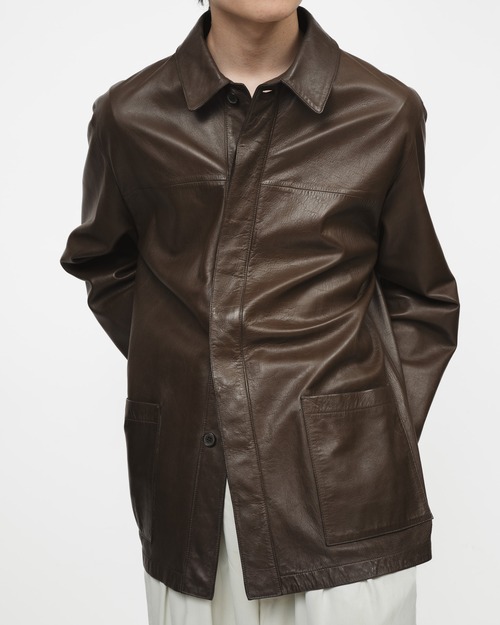 [Late90’s] "LOEWE" Spanish Lambs Nappa Leather Shirt Jacket (Made in Spain)