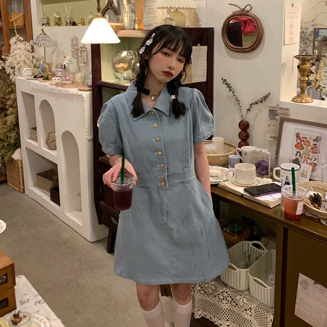 スプリングスカート スタンダードスリーブドレス Aライン レトロ 春物 スーパーモール759505127