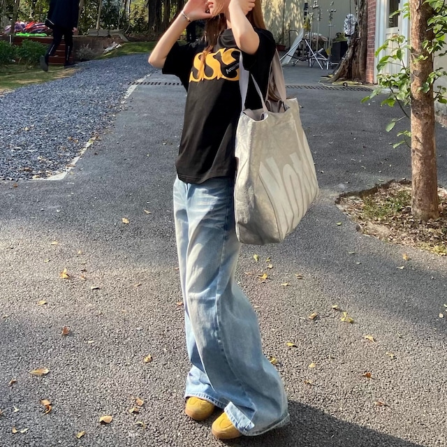 モダンフォントプリントルーズフォルムTシャツ 2col R01840