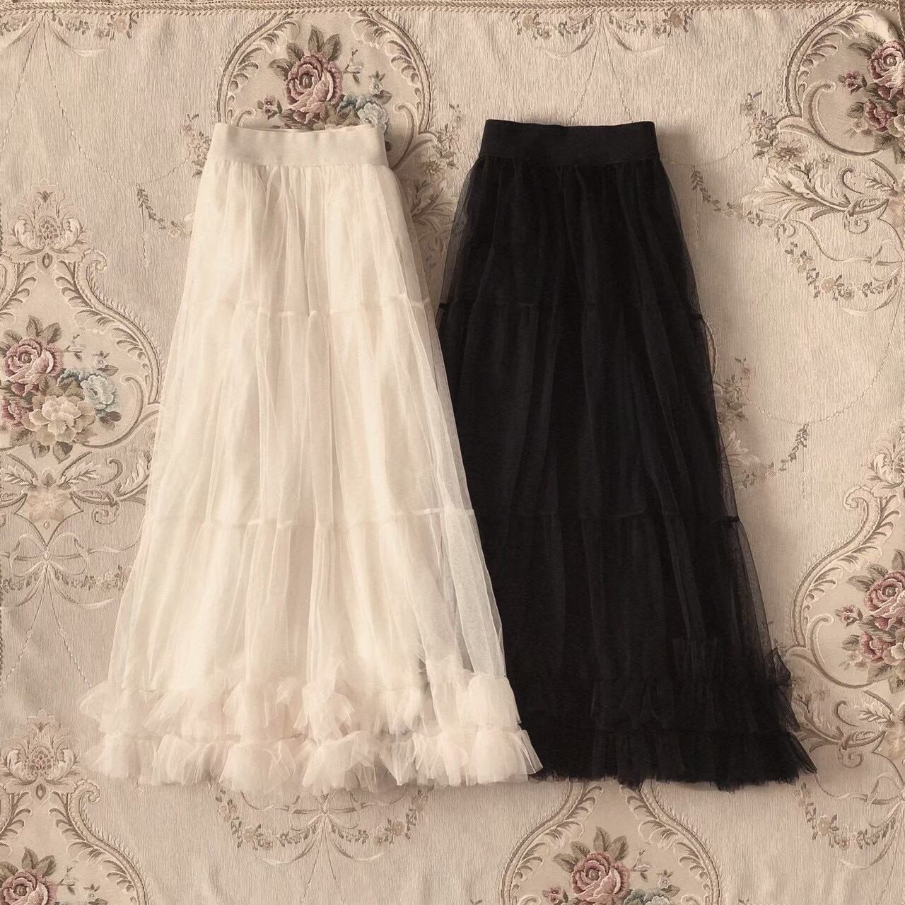 double frill tulle skirt