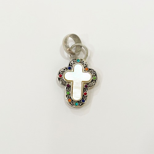 Vintage 925 Silver Multicolor Cross Top