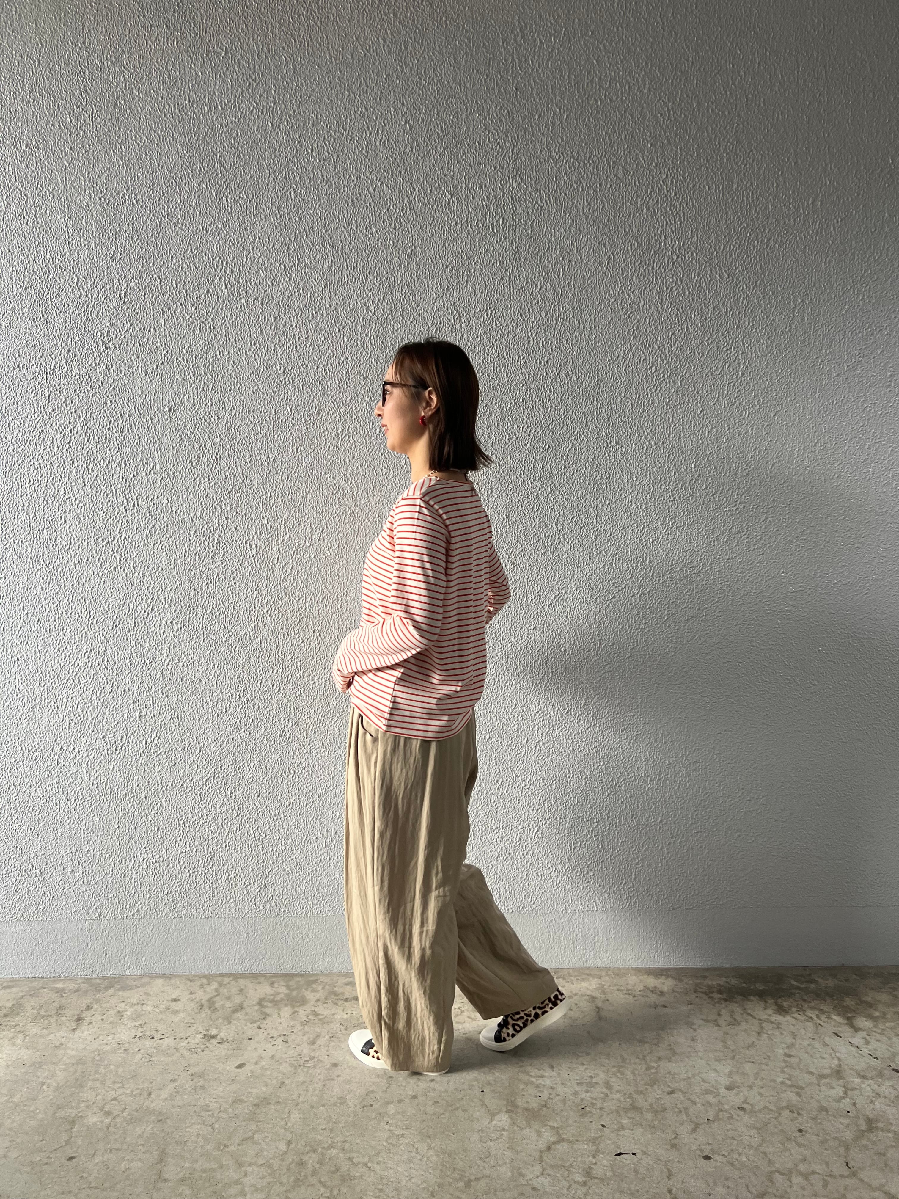 【SELECT】ボーダー天竺クルーネックプルオーバー