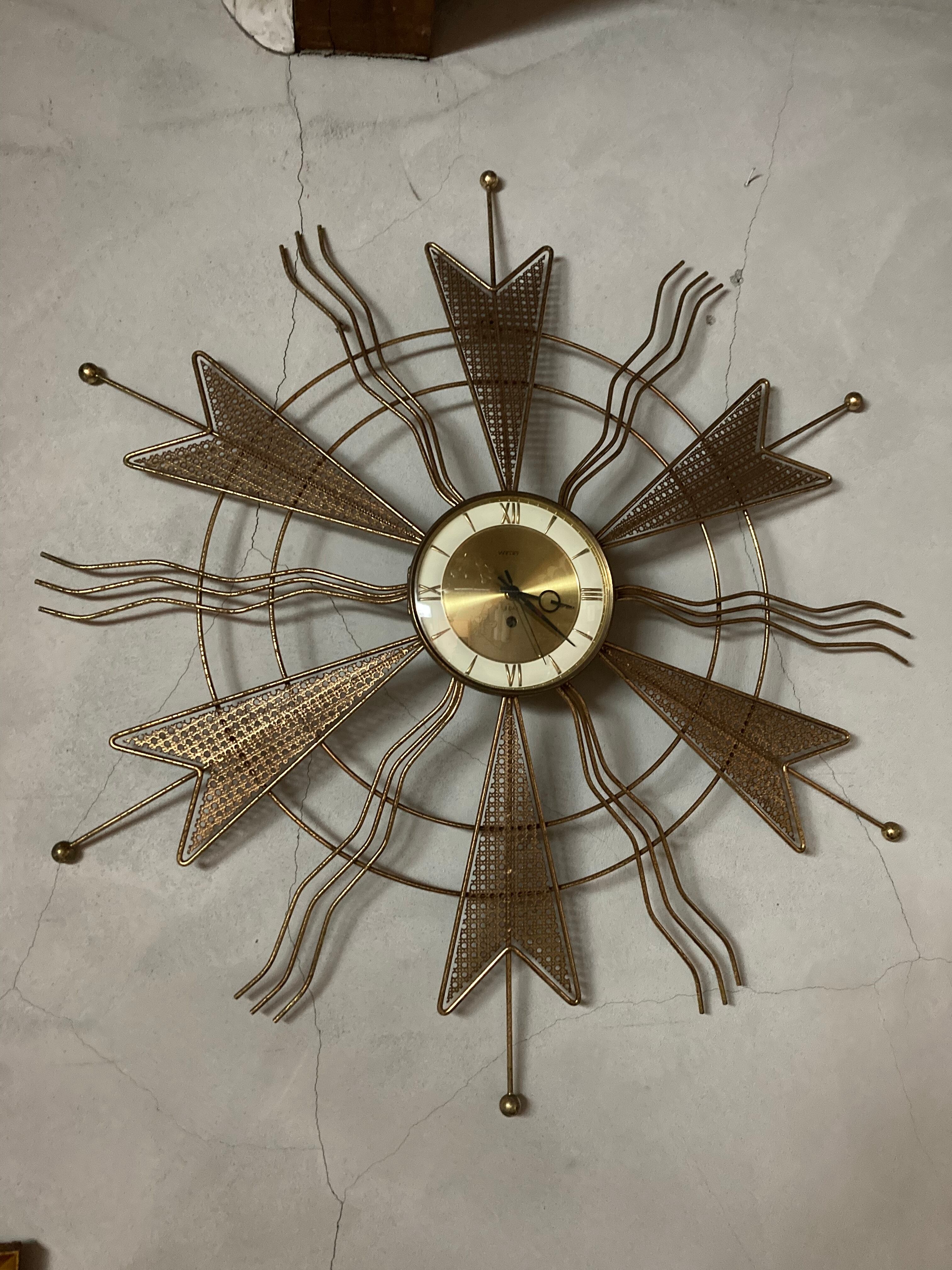 50s sunburst wall clock   (beady antiques)